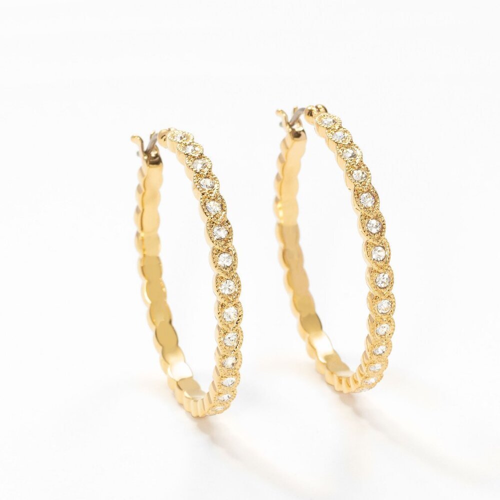 Lena Earrings, golden ~ Touchstone Crystal by‎ Swarovski
